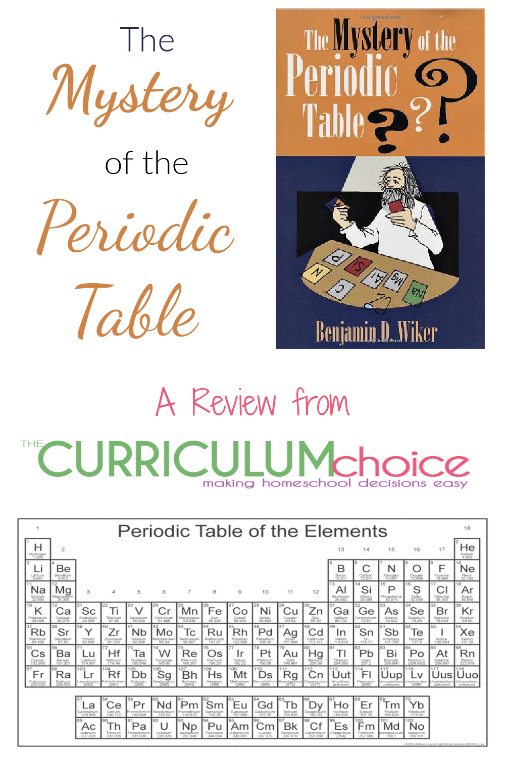 The Mystery of the Periodic Table is a non-fiction book of the history of chemistry from the Neolithic Period to twentieth century scientists. A Review from The Curriculum Choice