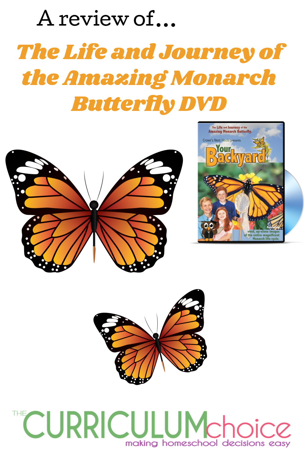 The Life and Journey of the Amazing Monarch Butterfly DVD offers close-up images of the remarkable 30-day transformation from egg to butterfly from watching a tiny Monarch caterpillar eat its way out of its egg to the completion of metamorphosis.