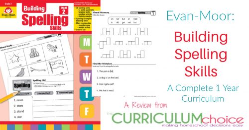 Evan-Moor Building Spelling Skills is a complete 1 year spelling curriculum for grades 1 through 6. A Review from the Curriculum Choice