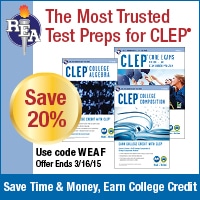 Just like the Composition Test Prep guide, the Algebra guide offers diagnostic tests, a large section of review/study material, test taking tips and two practice tests (both online and in print.)  The review/study guide is actually kind of like a workbook, too, because each example is really a problem that you should try to solve before the answers and explanations are given.