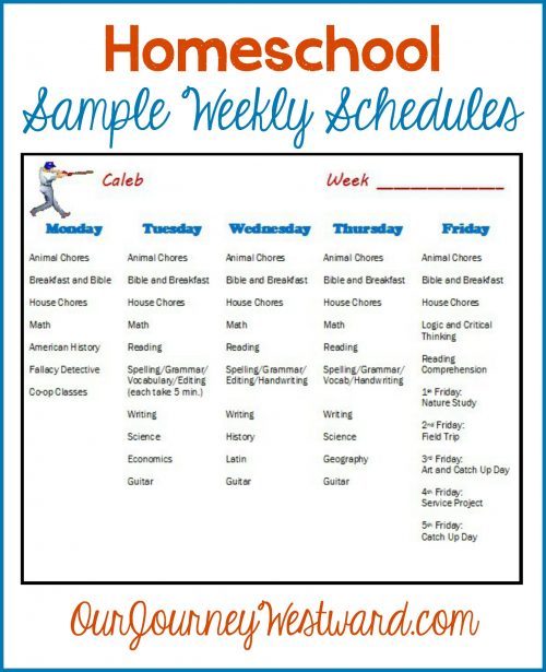 Sample Weekly Homeschool Schedules