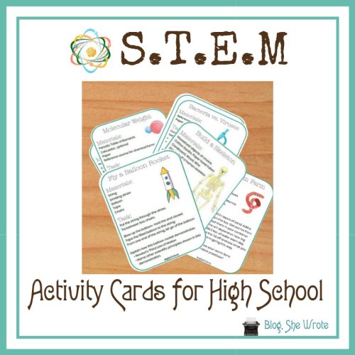 a graphic of STEM cards on a table