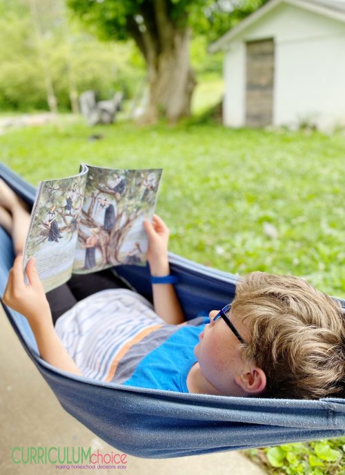 Reading a story in the hammock