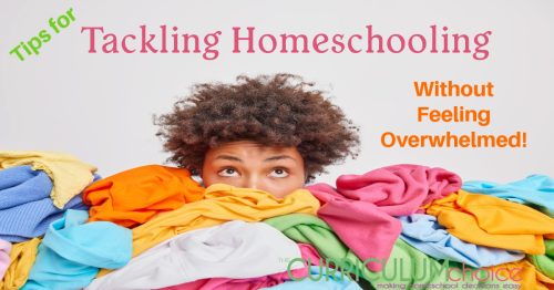 Tips for Tackling Homeschooling Without Feeling Overwhelmed offers advice and insight into homeschooling with less stress, or at least how to help minimize it!