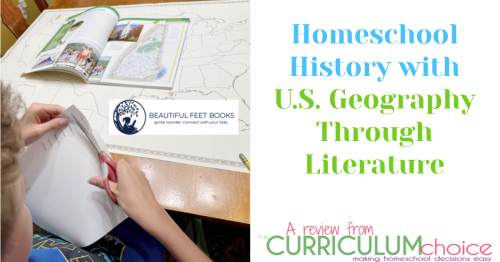 Homeschool History with U.S. Geography Through Literature for grades 4-6 is a complete literature based geography curriculum from Beautiful Feet Books. It includes a Teacher Guide that is flexible and easy to use. Along with a large United States map and tons of books !