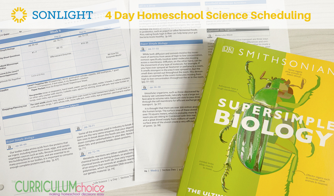 Sonlight 4 Day Homeschool Science Scheduling